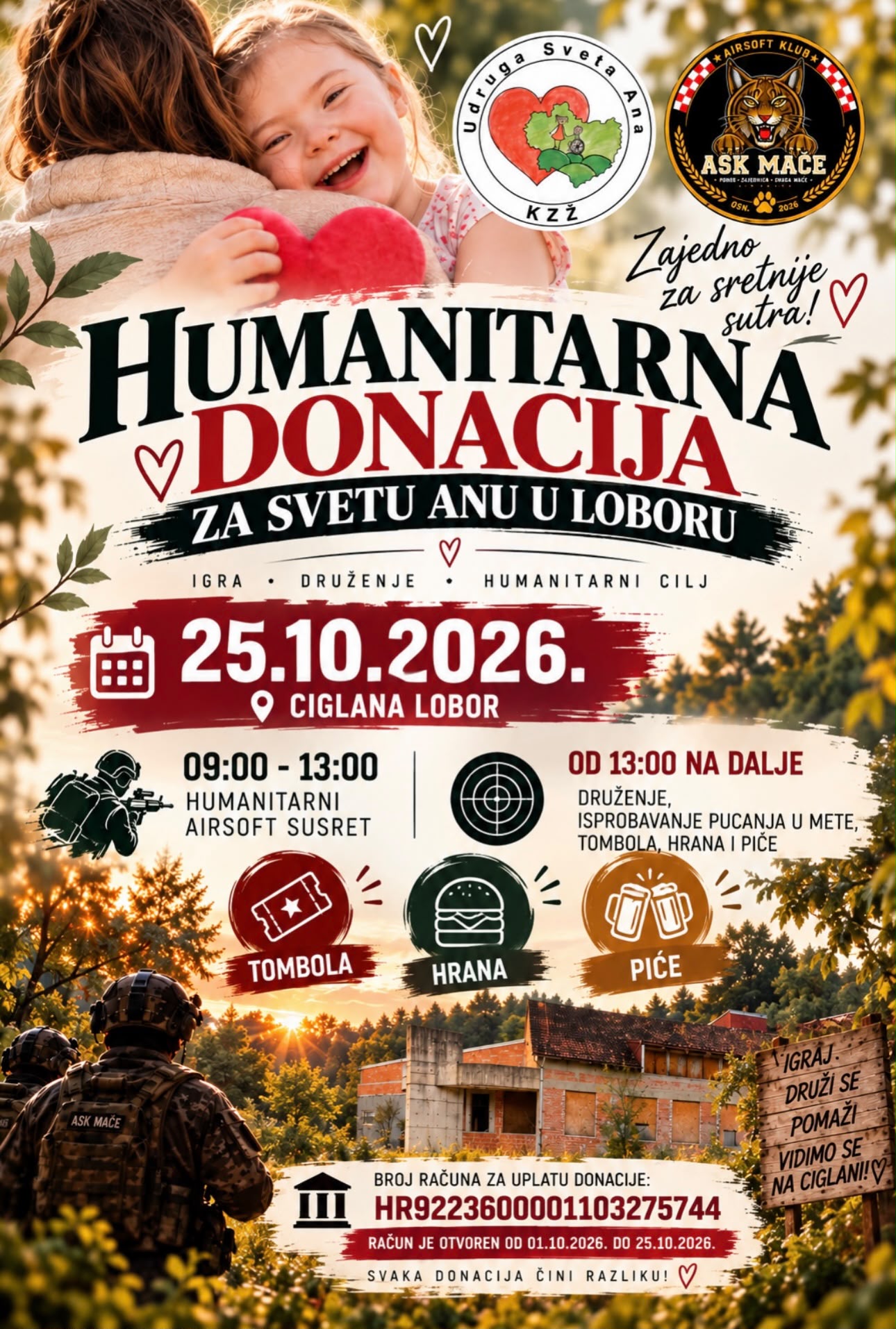 Plakat — Humanitarna donacija za Svetu Anu u Loboru, 25.10.2026., Ciglana Lobor